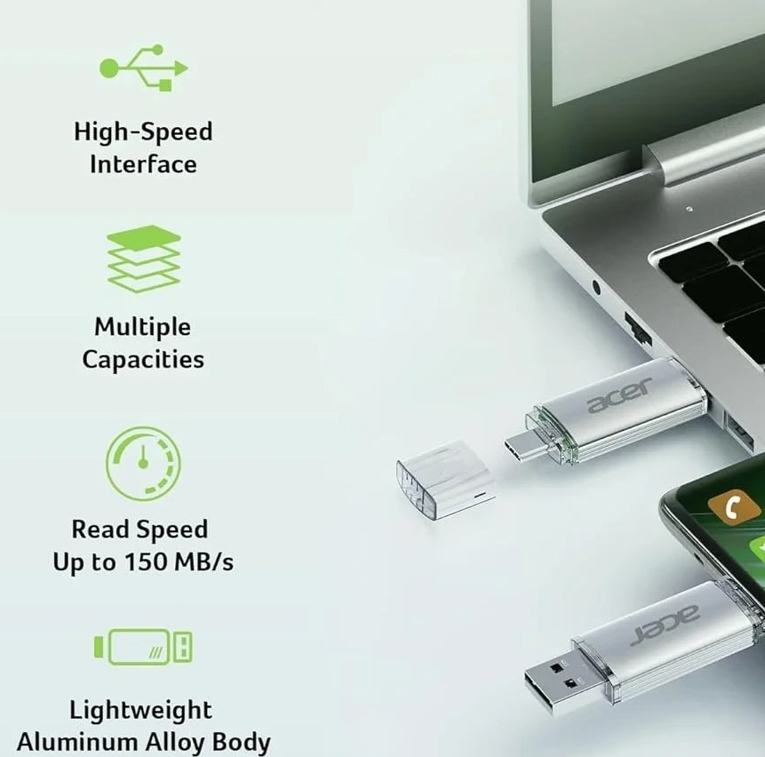 فلش مموری ایسر Dual Drive مدل UT300 ظرفیت 32 گیگابایت