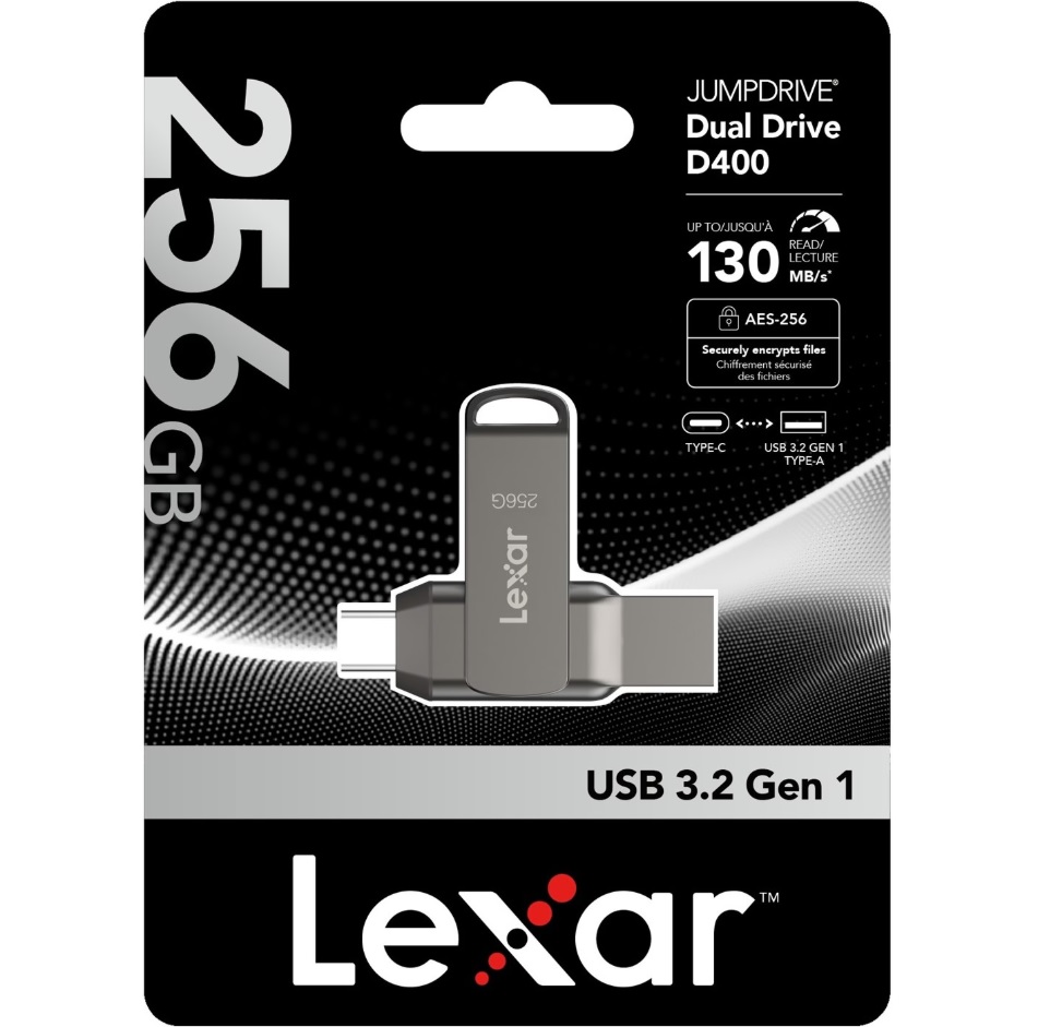 فلش مموری لکسار مدل Dual Drive D400 ظرفیت 256 گیگابایت
